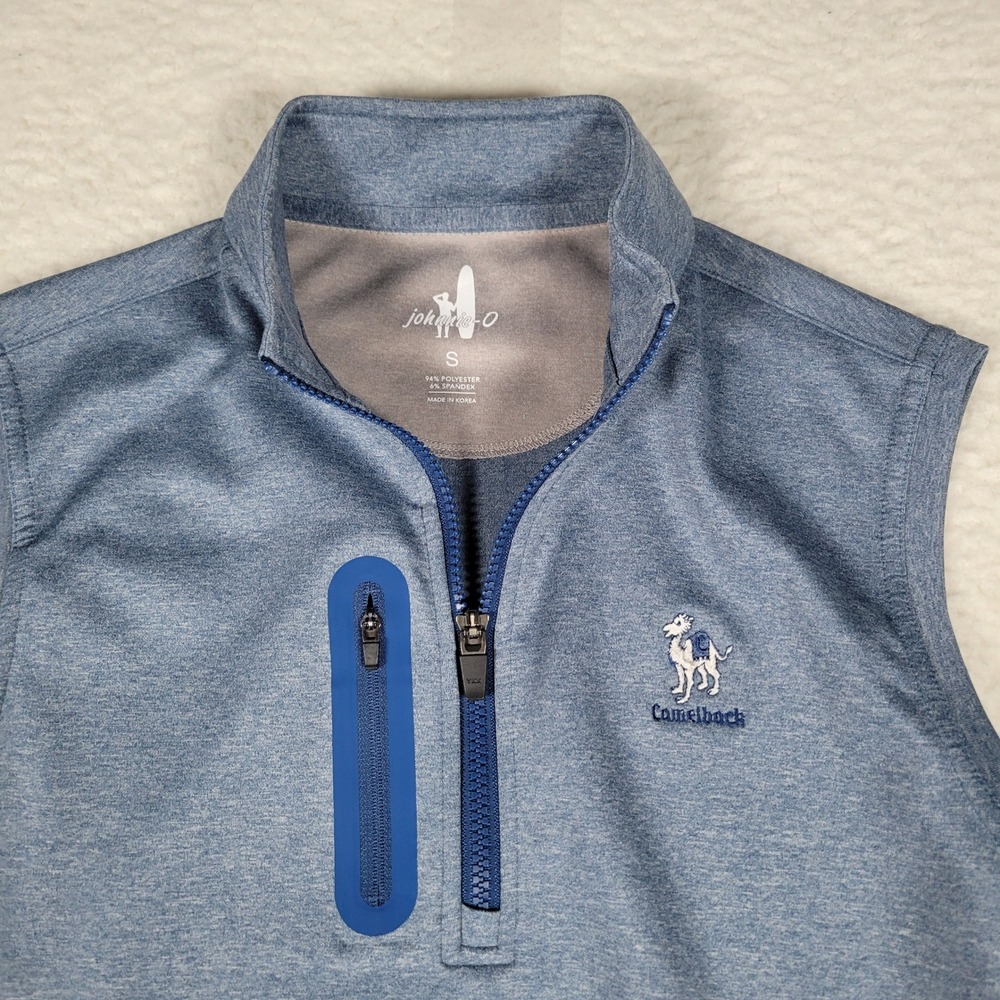 johnnie-O Vest Mens Small Lake Blue Quarter Zip Performance Camelback JMV1410